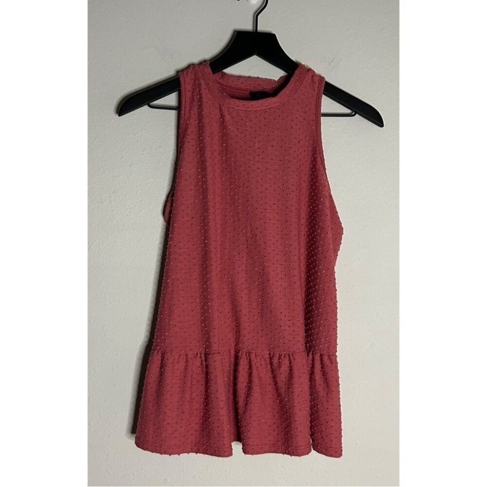W5 Textured Swiss Dot High Neck Sleeveless Top